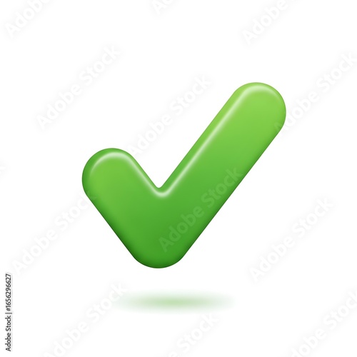 Shiny green checkmark symbol conveying success, approval, and positive outcomes