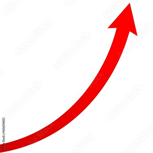 Red arrow curves upward indicating progress and success on a clean white background