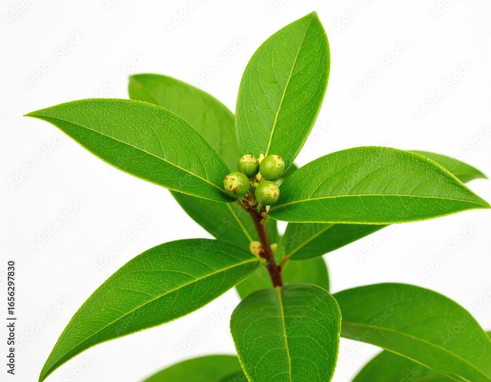 Fototapeta premium Branch of green Balsam on a white background