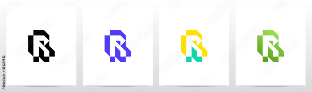 Obraz premium Cyber Techno Digital Graphic Frame Letter Initial Logo Design R