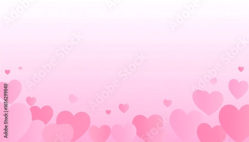 Romantic hearts on a soft pink gradient