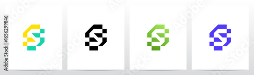 Cyber Techno Digital Graphic Frame Letter Initial Logo Design S