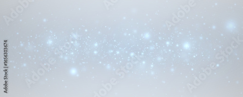 Festive background with sparkling dust and blue stars. Glitter bokeh lights isolated on a transparent background.