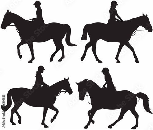 Girl on horseback - vector si...