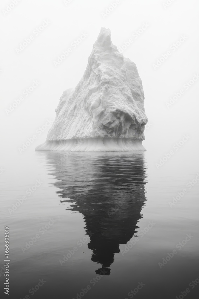 Naklejka premium Concept of an iceberg, with only the tip visible above the water, symbolizing the unseen and hidden aspects of challenges or situations, emphasizing the need to explore beyond, Generative AI