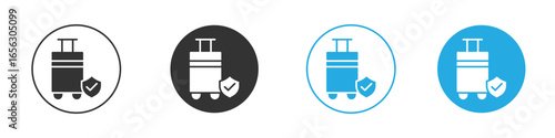 Luggage Icon with Shield, Isolated on White Background