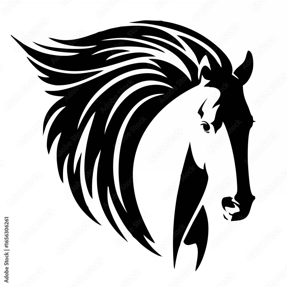 Obraz premium Horse head with long mane bla...