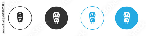 Parking Meter Icon in Variations Isolated on White Background