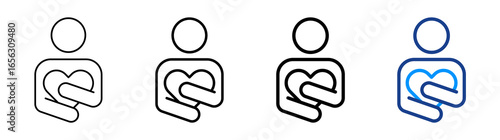 Self Esteem Icon Different Style Outline Collection Set