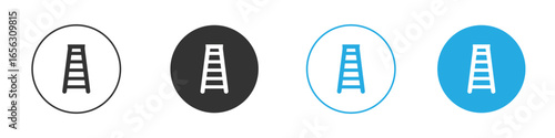 Ladder Icon in Circle Set Isolated on White Background