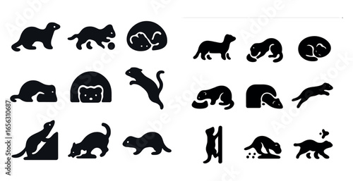 Pet care silhouette icons set – animal, veterinary, and pet-friendly designs