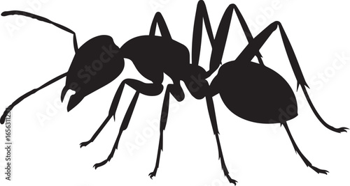 black ant vector art silhouette with clear joints segmented body parts ideal for logos icons science biology projects