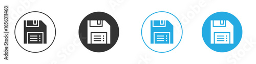 Floppy Disk Icons in Variations with White Background