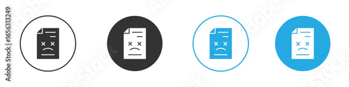 Rejected Document Icon in Circular Frames with Variations