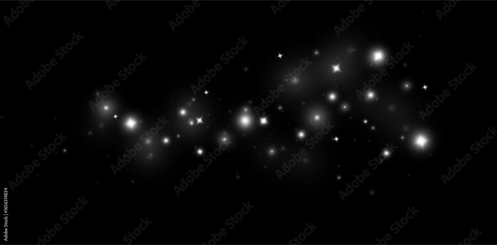 Obraz premium Light effect. Background of sparkling particles. Glittering elements on a transparent background. 