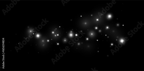Light effect. Background of sparkling particles. Glittering elements on a transparent background.	