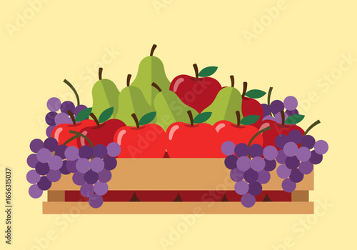 Flat illustration of fresh fruit box assortment