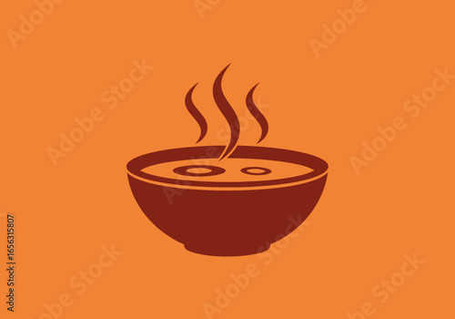 Flat vector hot soup bowl steam rising culinary