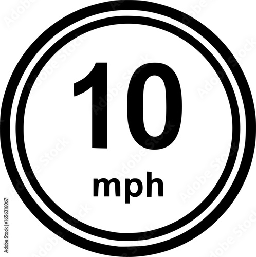 Ten miles per hour speed limit road sign
