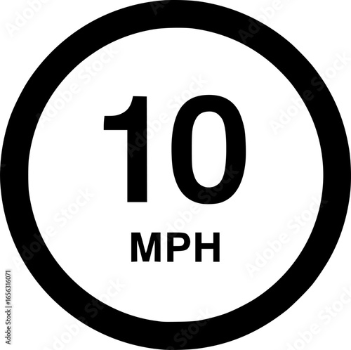 Ten miles per hour speed limit road sign
