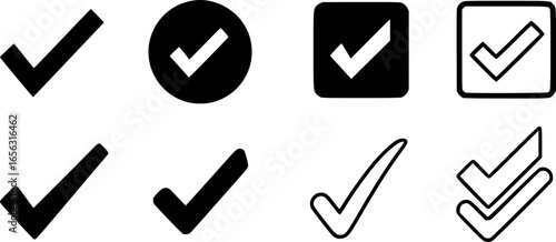 Set of Check Mark Icons in Various Styles – Vector Images for Web and Graphic Design"
