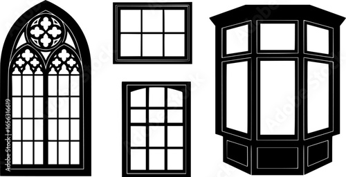 Explore various window designs including arched gothic styles, casement windows, and bay windows for home improvement projects.
