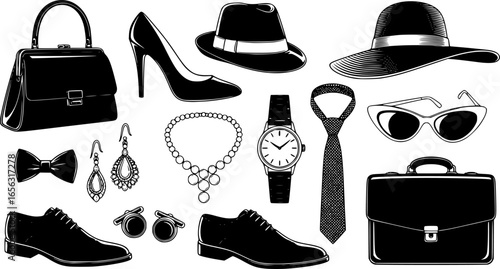 Collection of classic fashion accessories for men and women
