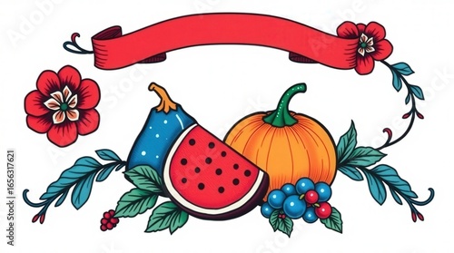 set of fruits and vegetables