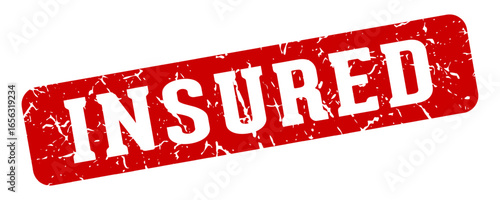 insured rectangular sign. insured stamp