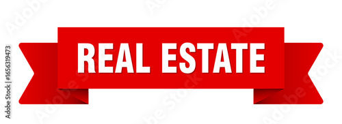 real estate ribbon isolated on transparent background. real estate ribbon