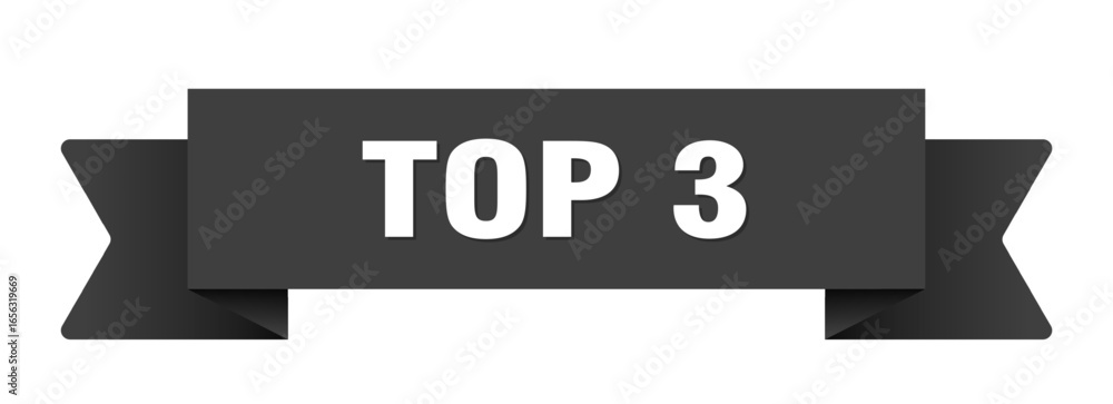 top 3 ribbon isolated on transparent background. top 3 ribbon