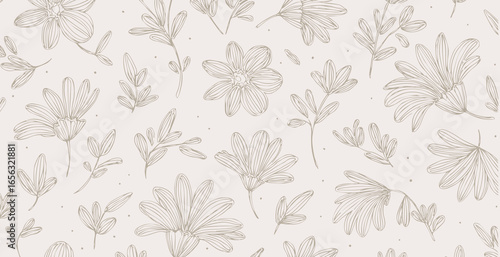 Floral print pattern background in provance style, floral background. Pastel tones vintage style wallpaper in vector.