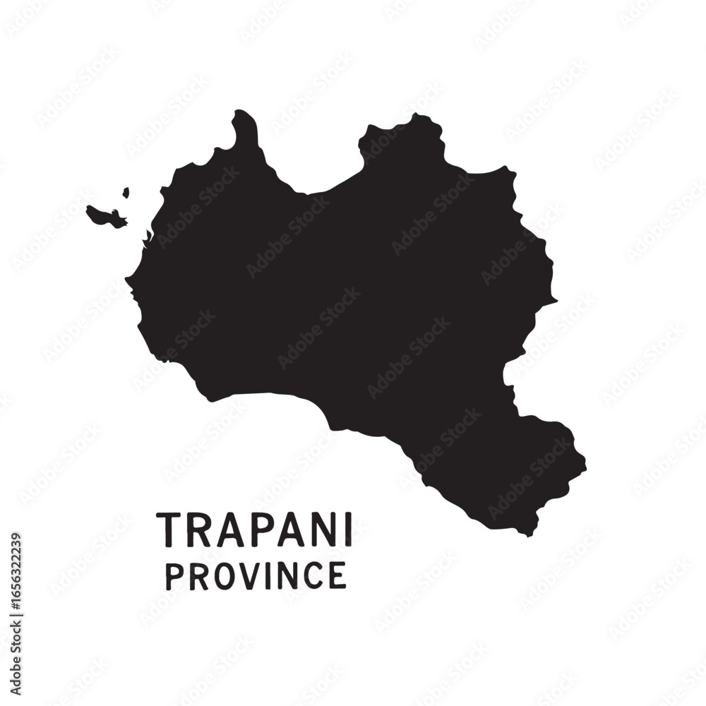 Obraz premium Trapani Province Map Vector Silhouette