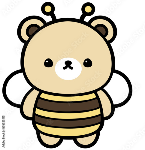 cute bear in a bee costume - layered cut file - spring clip art