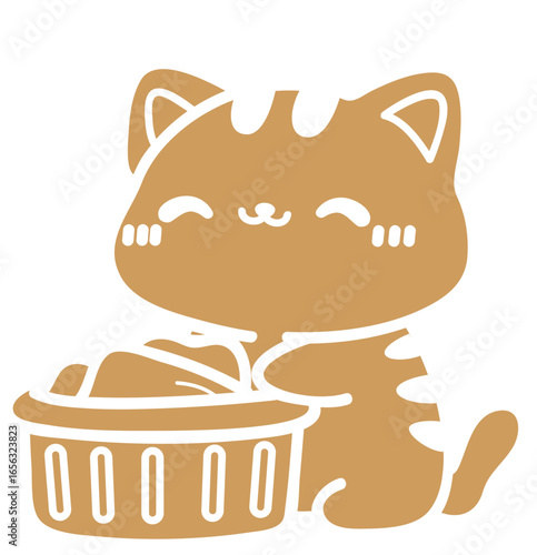 cute kitten doing laundry - layered cut file - chores sticker