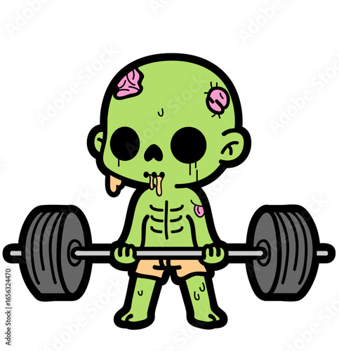 cute cartoon simple zombie deadlifting - layered cut file - gym clip art