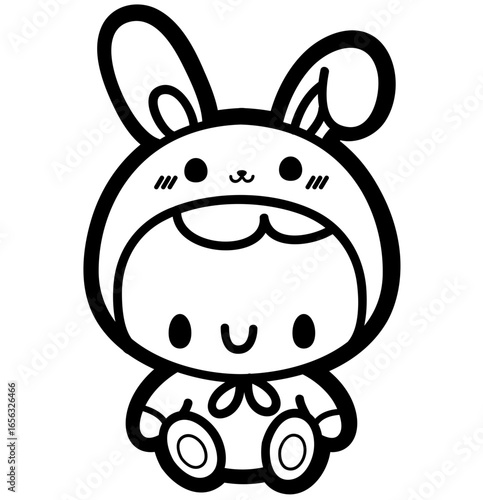 cartoon cute baby in a bunny costume - layered cut file - easter sticker