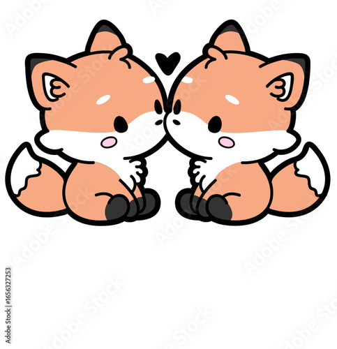 cute fox couple in love - layered cut file - valentine's day sticker