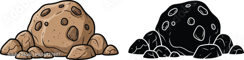 Rock stone boulder illustration vector graphic design art