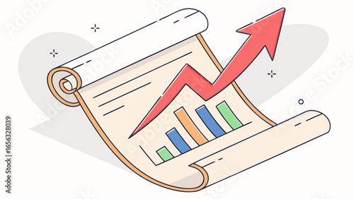 Business growth chart and graph showing financial success and upward trend in market analysis report data