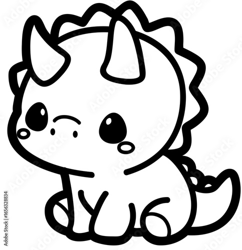 cute baby dinosaur - triceratops - layered cut file -