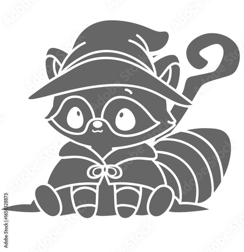 cute simple cartoon mage raccoon - layered cut file - fantasy clipart