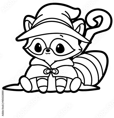 cute simple cartoon mage raccoon - layered cut file - fantasy clipart