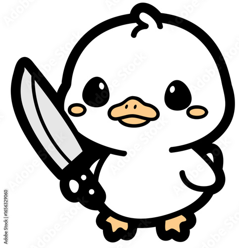 cute duck with knife - layered cut file -