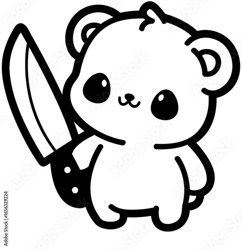 cute funny bear with knife - layered cut file .