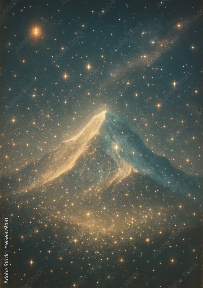 Fototapeta premium Majestic mountain under starlit sky.