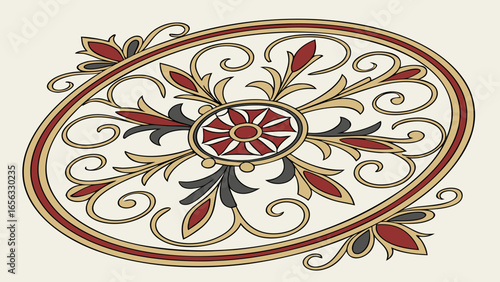 Antique floral medallion design vector illustration for decorative ornament and pattern creation use