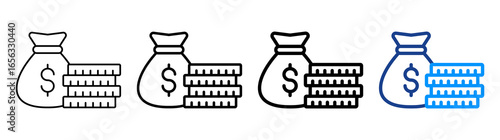 Cost Icon Different Style Outline Collection Set