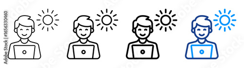 Digital Nomad Icon Different Style Outline Collection Set