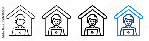 Online Work Icon Different Style Outline Collection Set